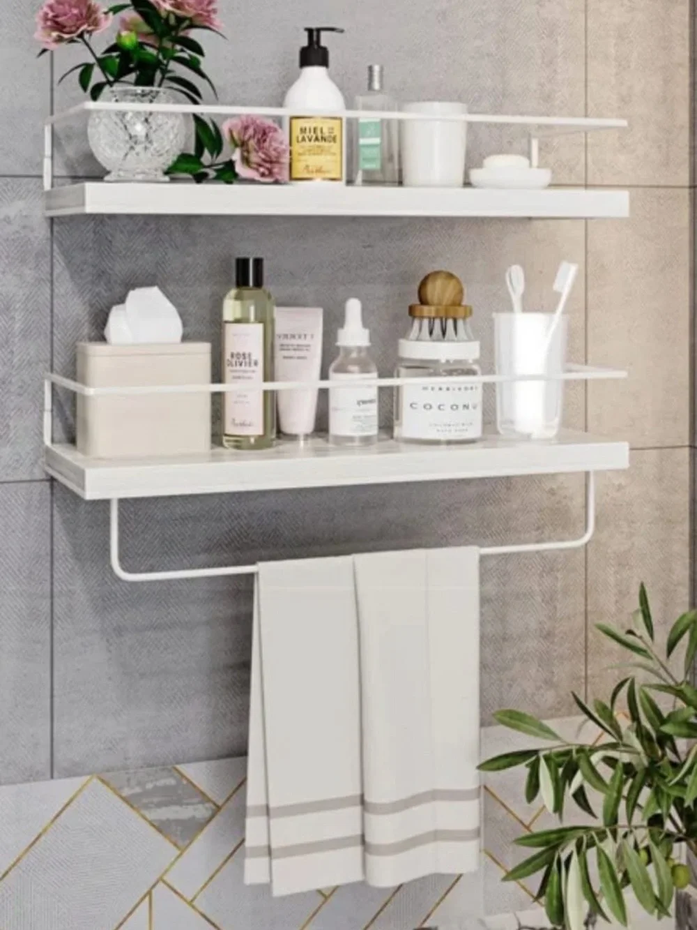 Minimalist White Wall Display Shelf with Rail